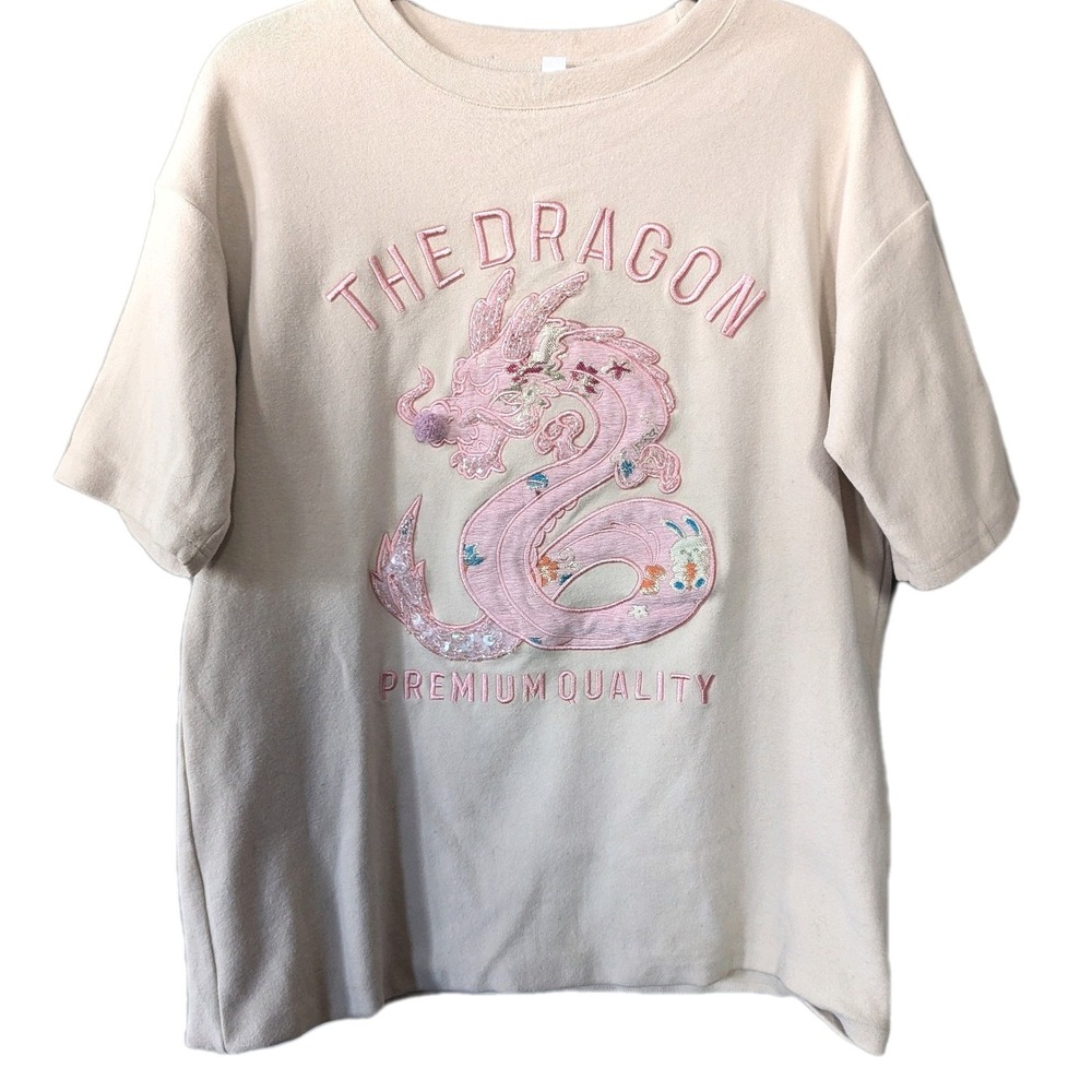 Premium Quality Pink Dragon Short Sleeve Sweatshirt Lunar New Year 2024 Rare